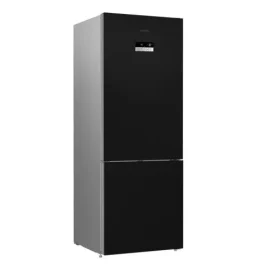 Blomberg MKND 3880 Black Glass Fridge Freezer – Large 192cm x 70cm x 74.5cm Refrigerator & Freezer Combo for Modern Kitchens